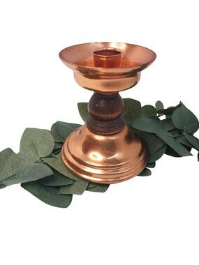 Copper & Wood Vintage Candlestick Holder Copper Craft Guild